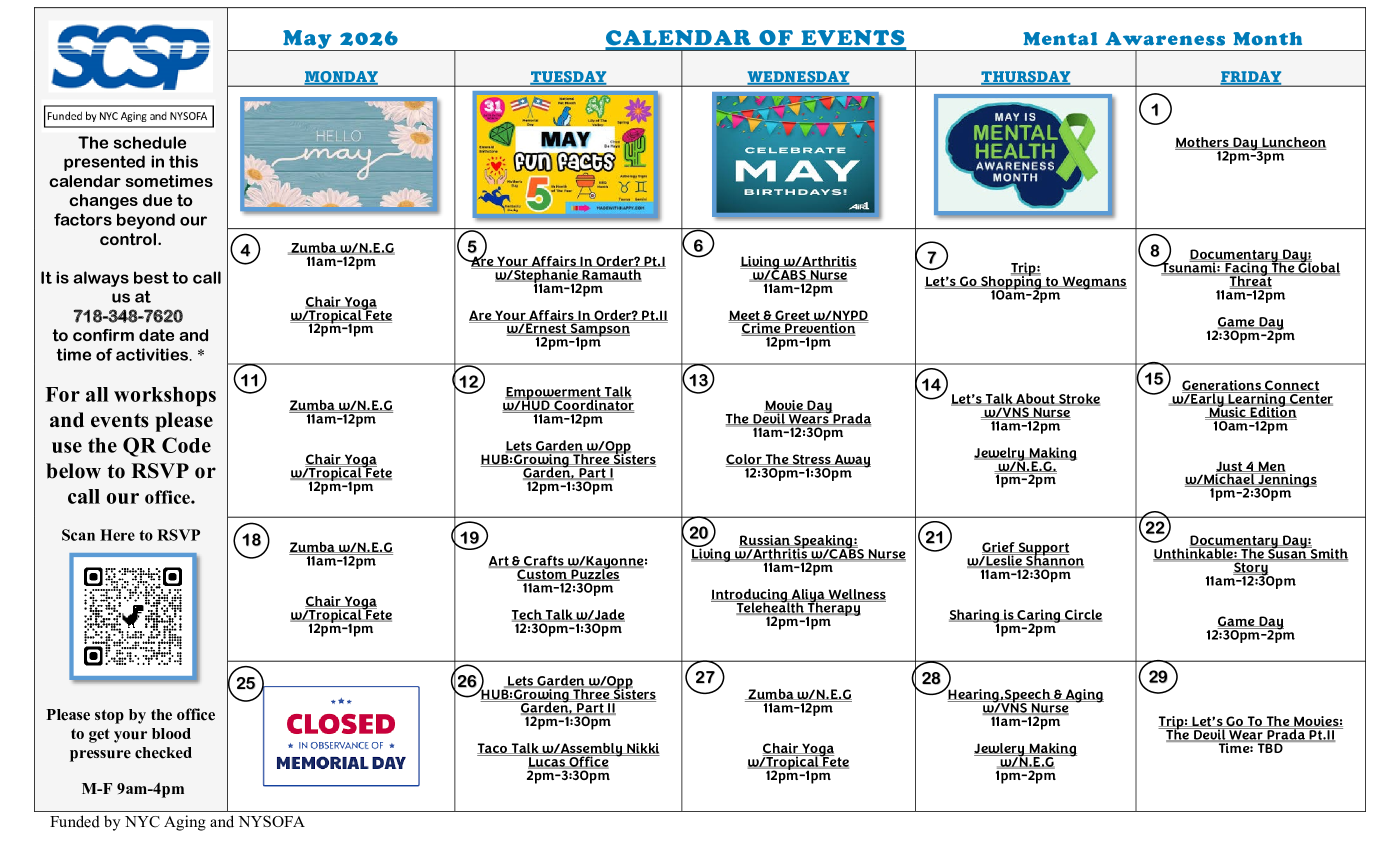 May 2026 Calendar of Events