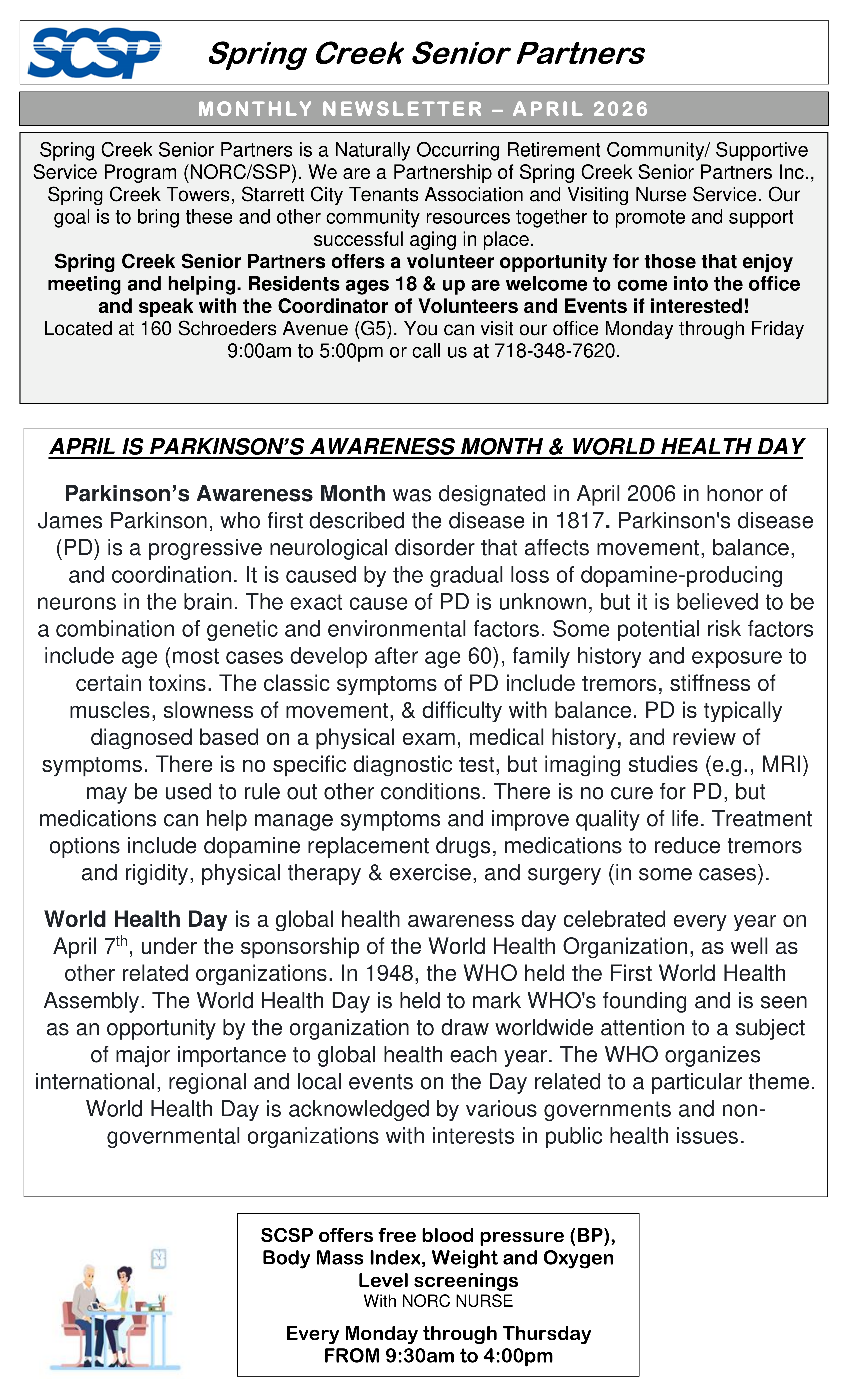 SCSP Monthly Newsletter - April 2026 