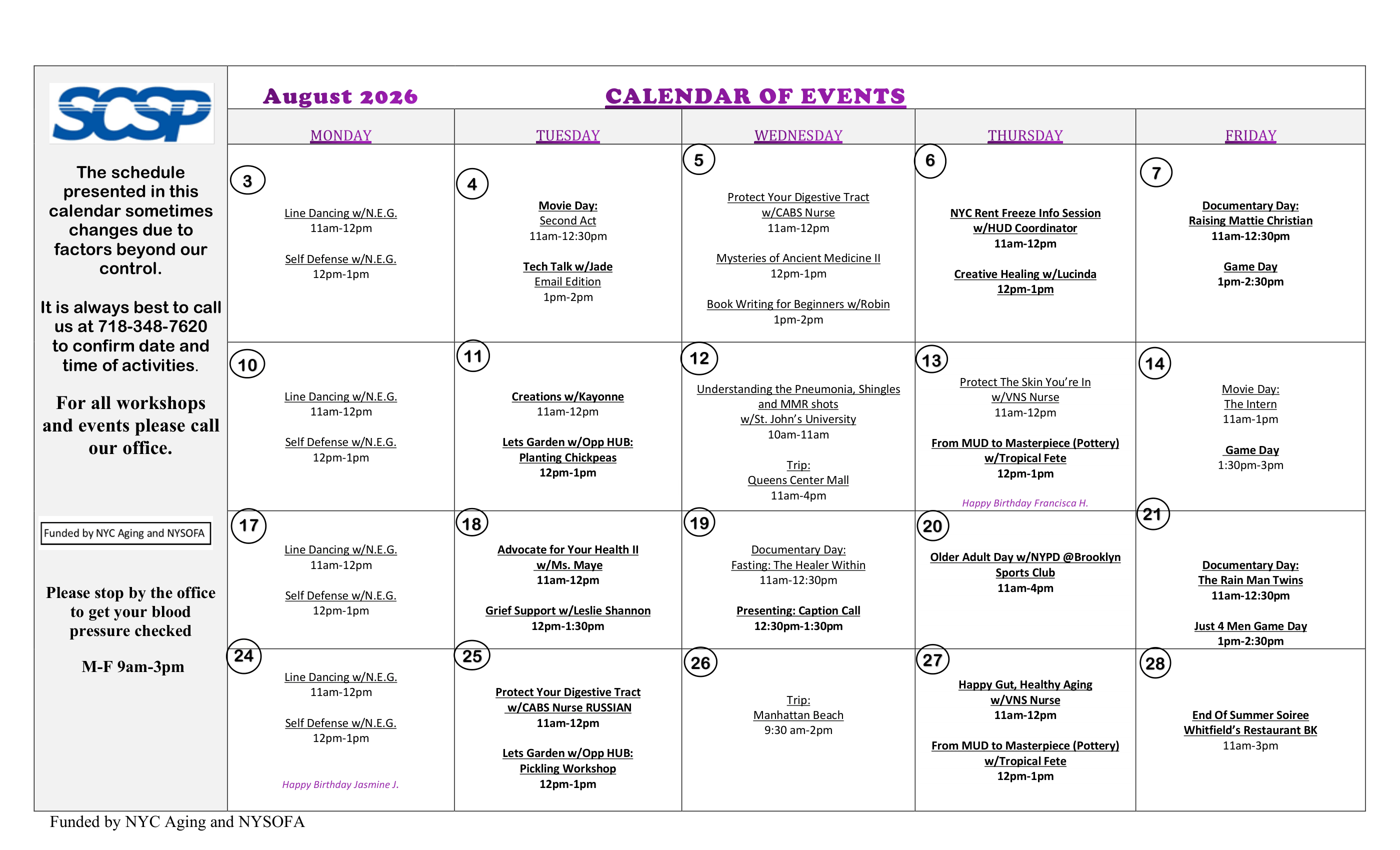 August Calender 2026