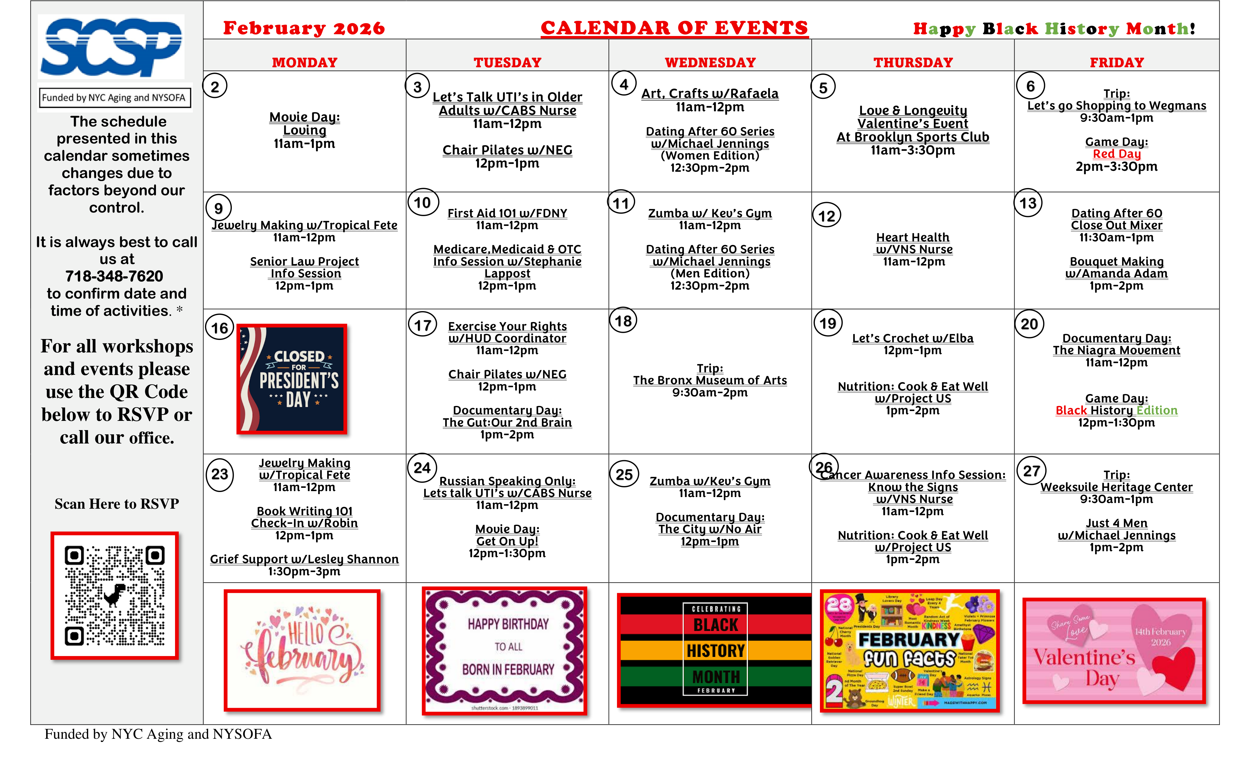 Calendar of Events - February