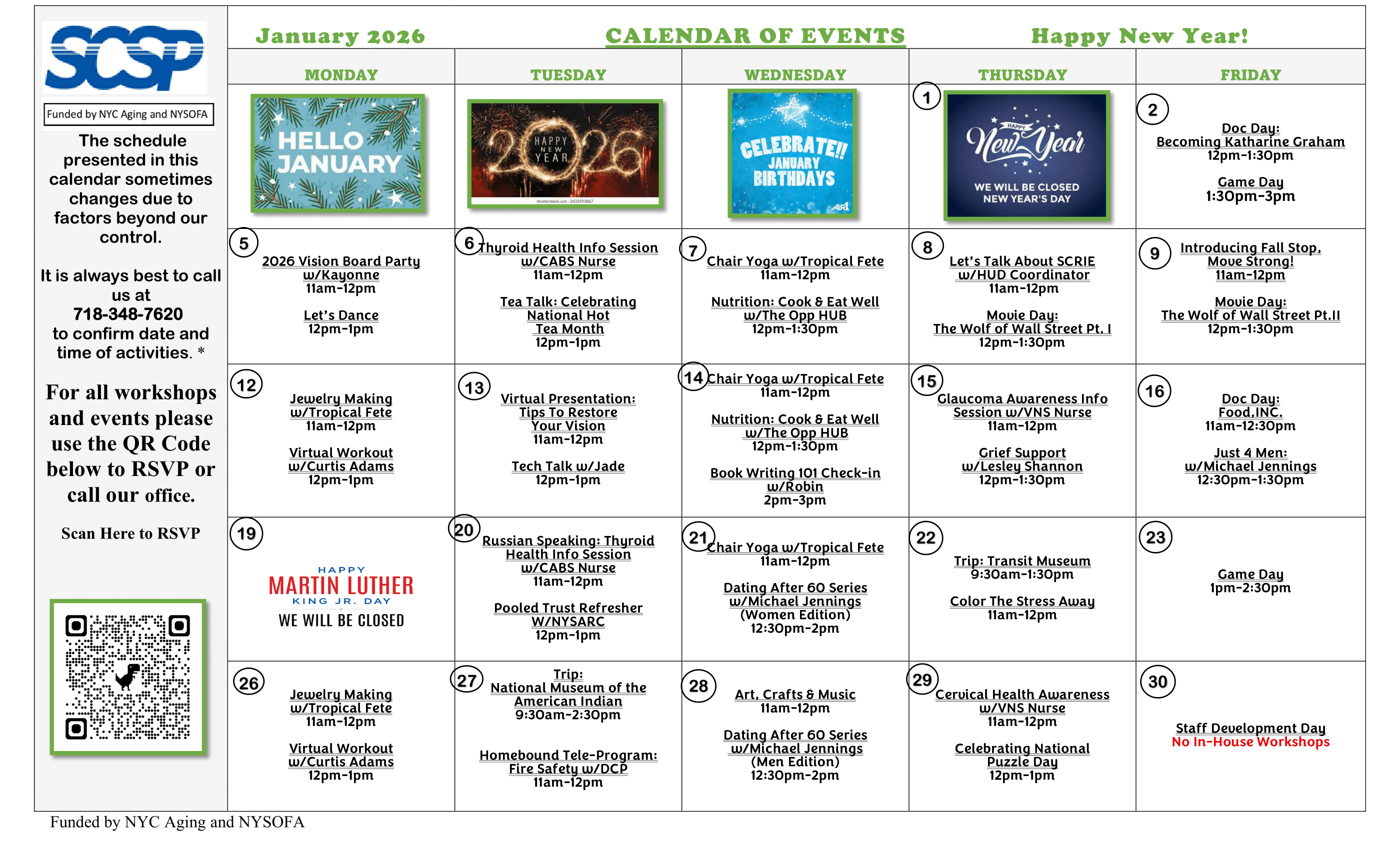 January Calendar of Events