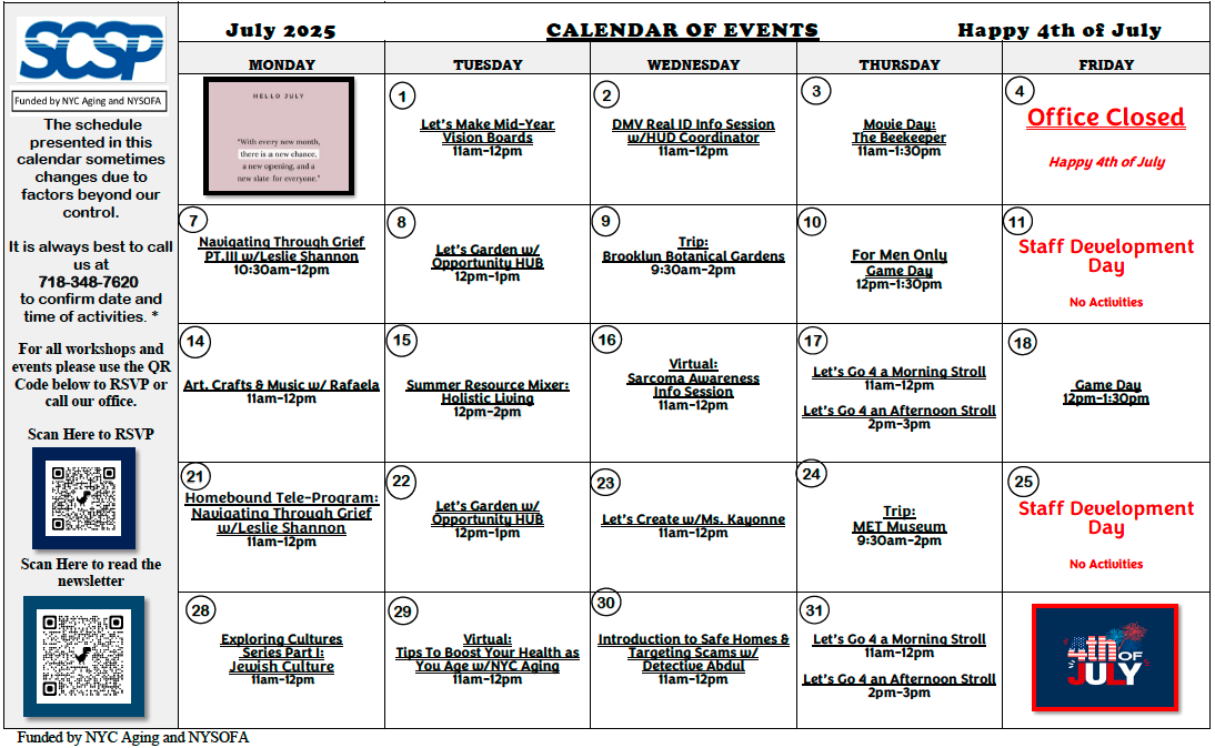 July Calendar