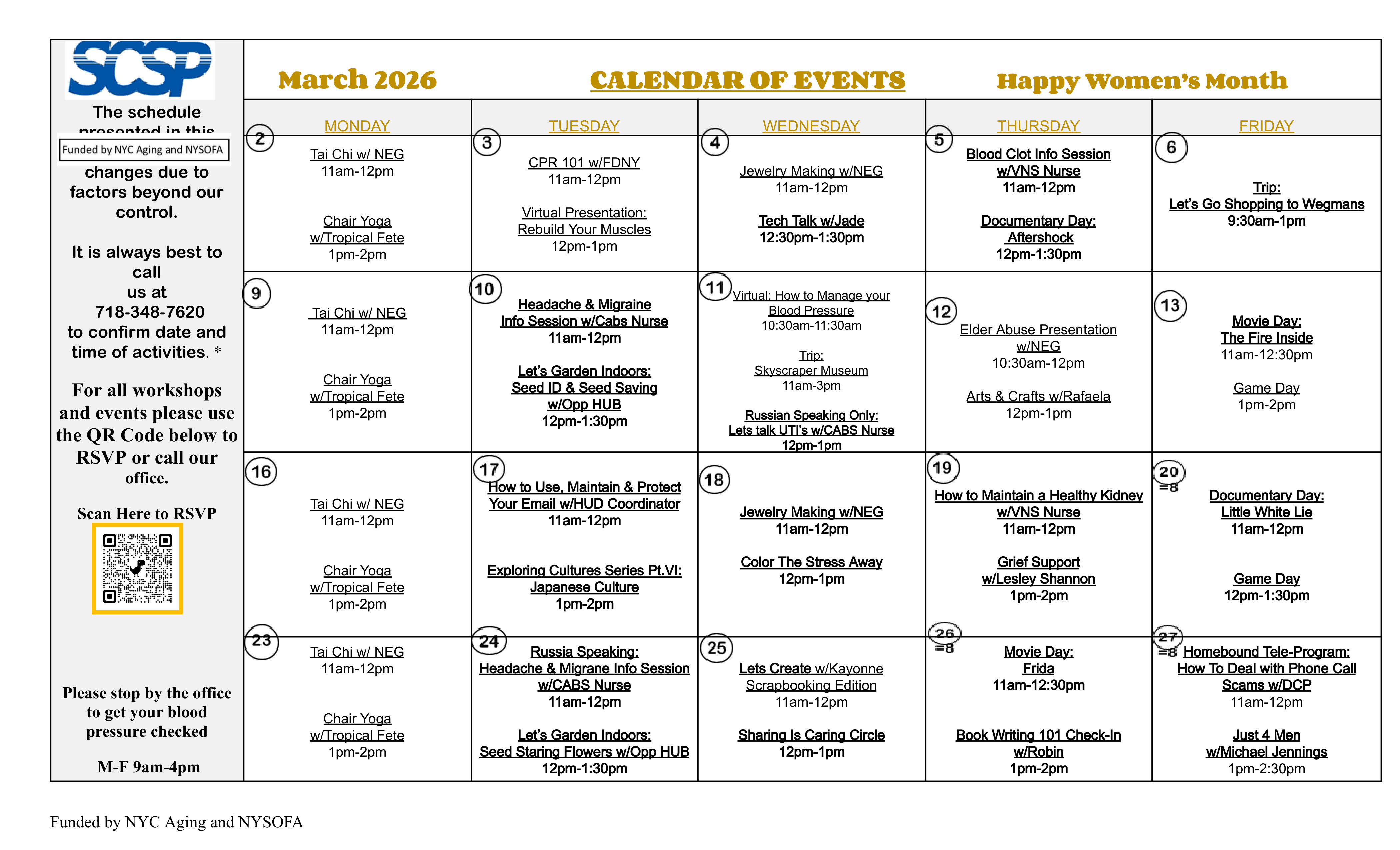 MARCH Calendar