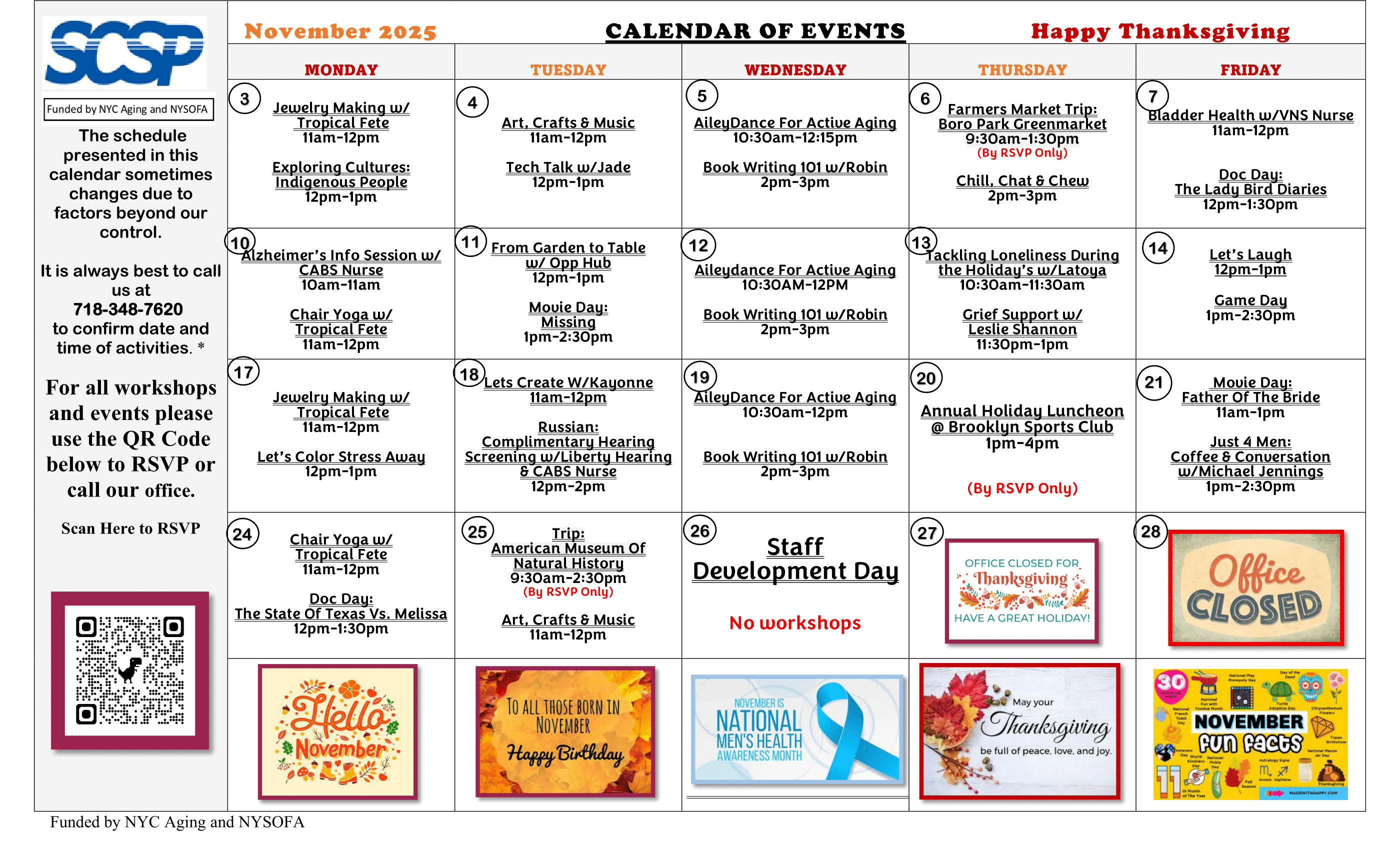 November 2025 Calendar of Events