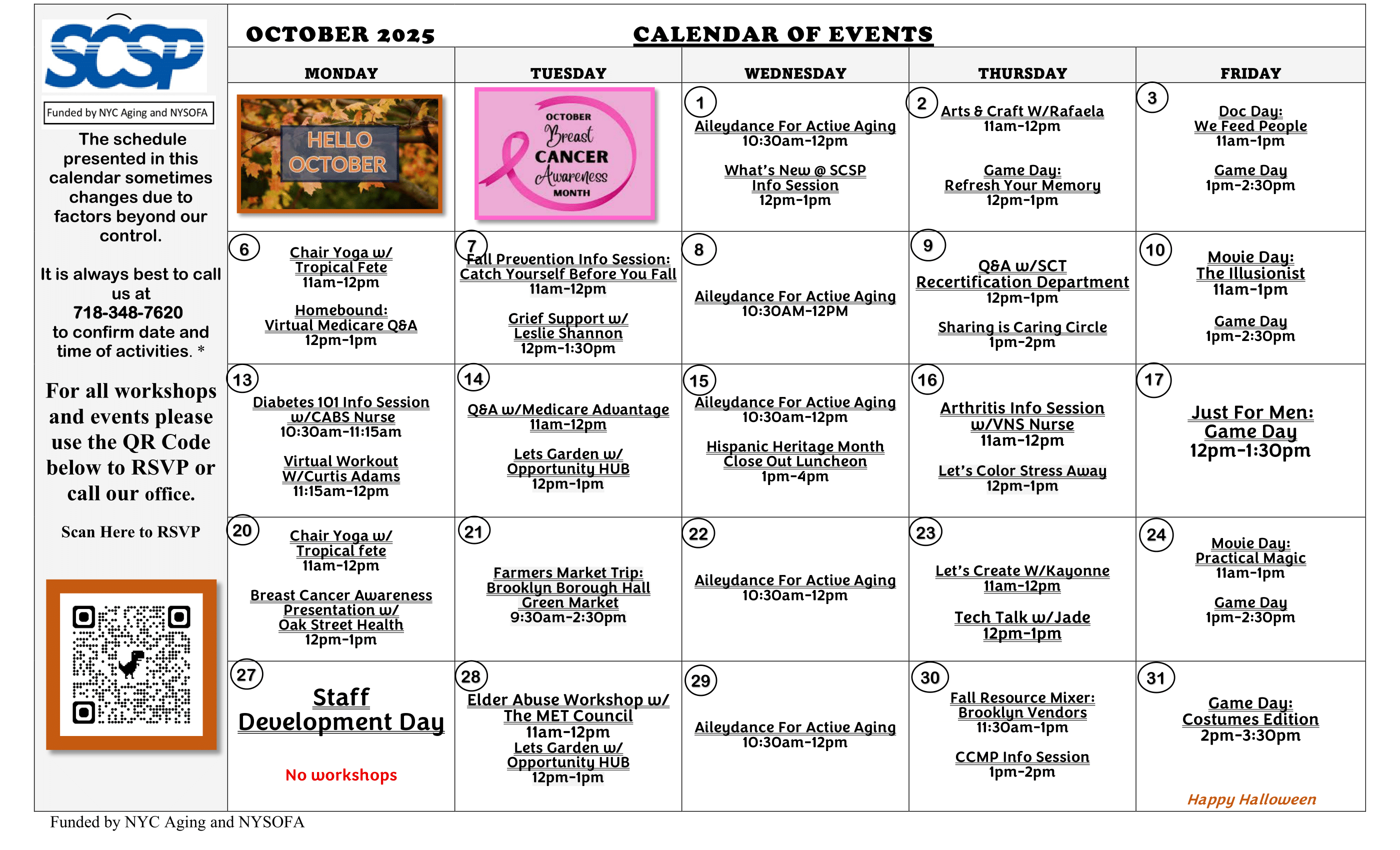 Oct Events Calendar