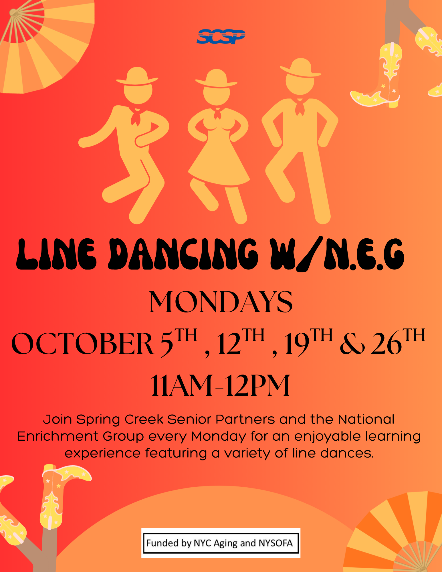 Line dancing class with N.E.G